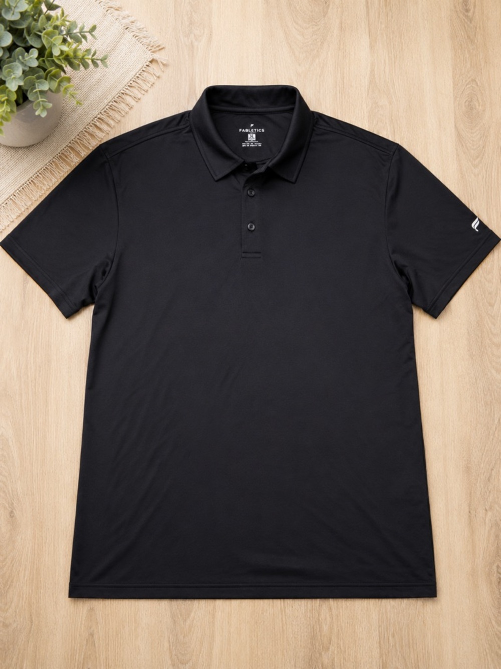 Fabletics Men’s Black Performance Polo Shirt NWOT Athletic Golf Activewear 465